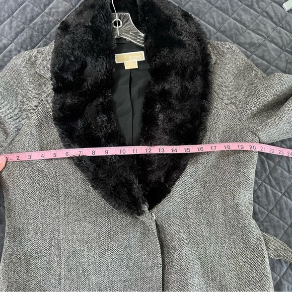 Michael Kors Coat Women Medium P Blazer Jacket Furr Collar Crop Sleeve Metallic - Picture 6 of 10